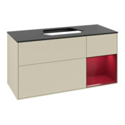 V&B Meuble sous lavabo Finion 120 cm, Pl bleu mat, Reg droite, Poignée gris mat laqué