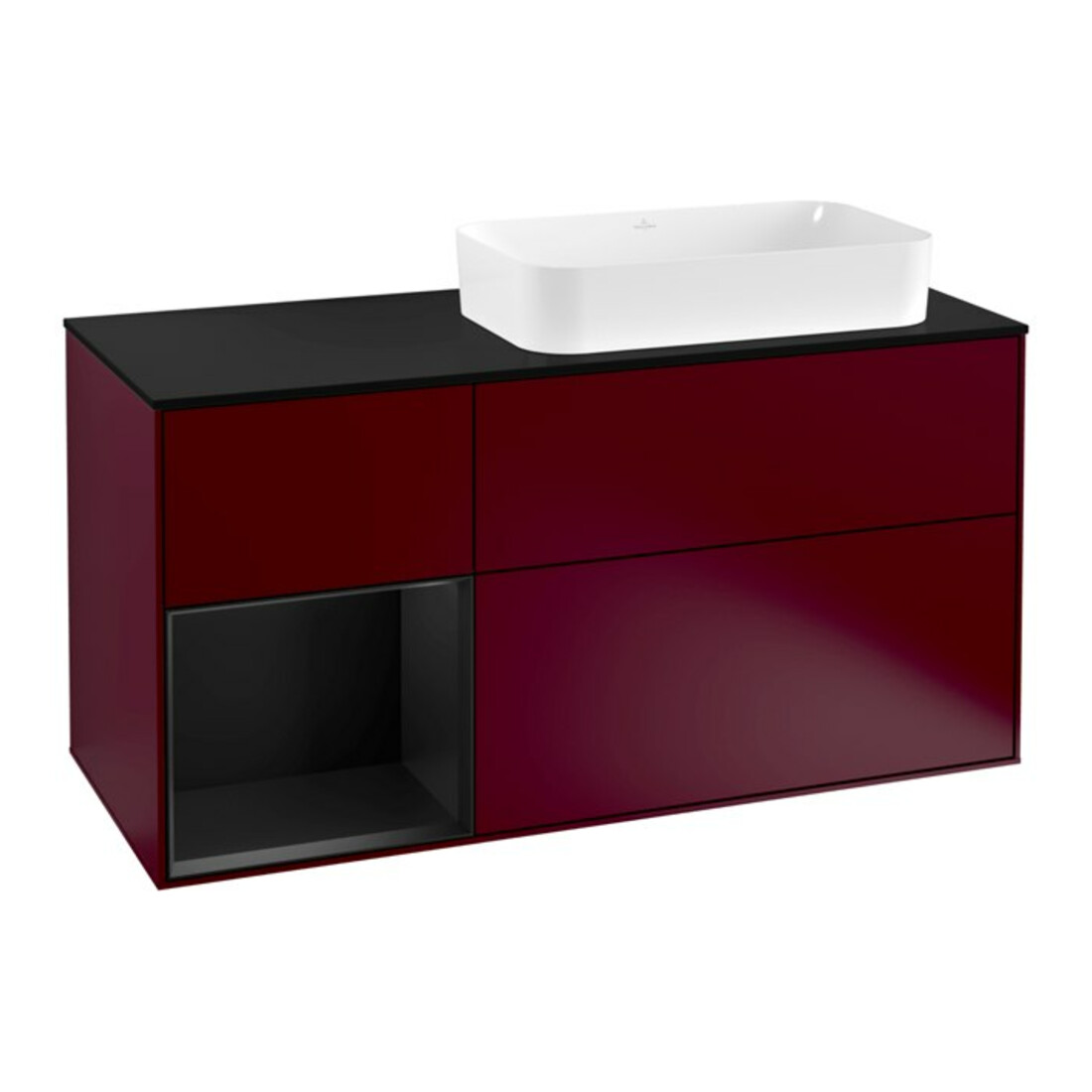 V&B Meuble sous lavabo Finion 120 cm, Pl bleu mat, Reg gauche bleu mat Lac, Peo mat