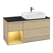 V&B Meuble sous-lavabo Finion 120 cm, Pl bleu mat, Rég gauche, Gol mat, Oa ven