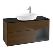 V&B Meuble sous lavabo Finion 120 cm, Pl bleu mat, Rég md m Laqué, noyer veinée-1