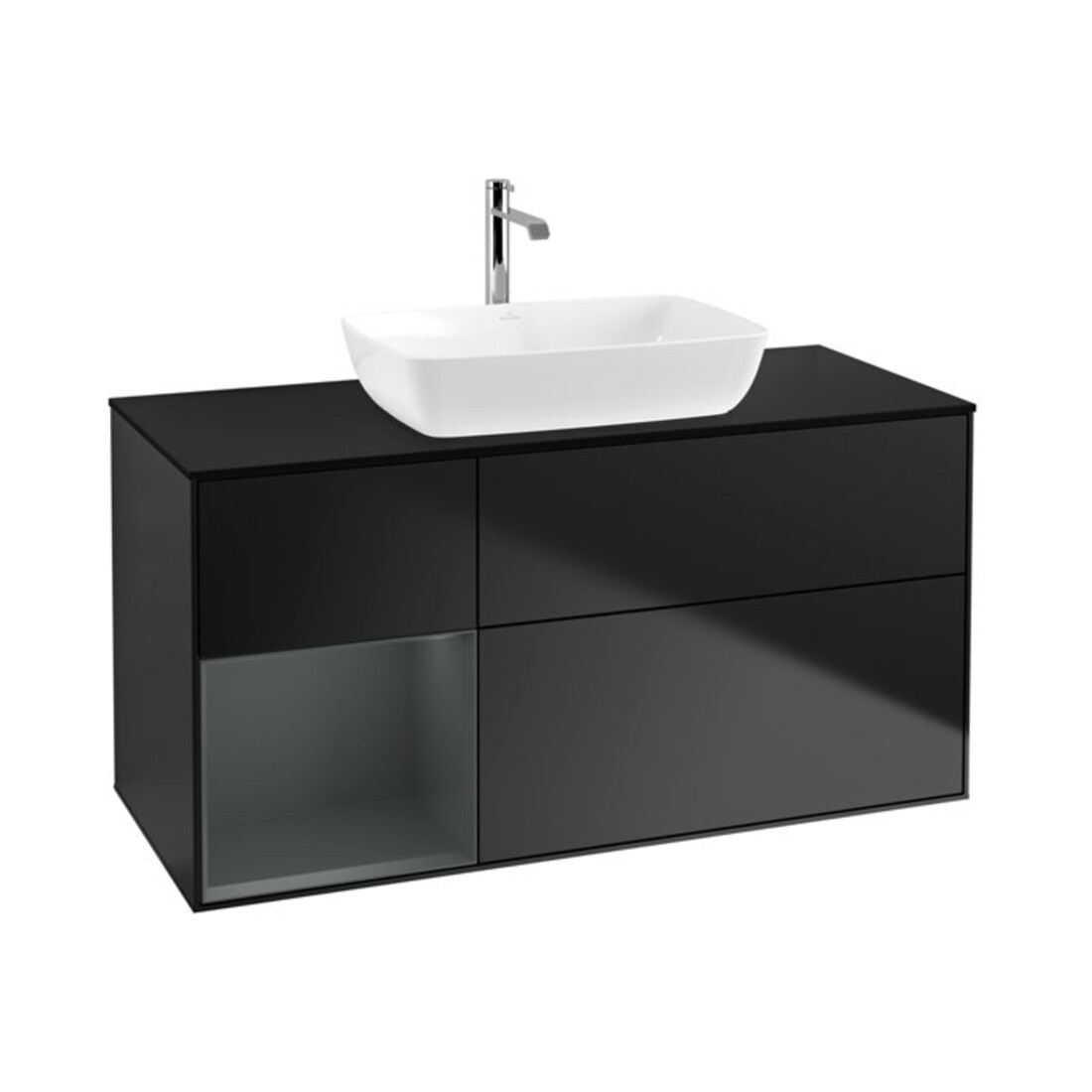 V&B Meuble sous lavabo Finion 120 cm, Pl bleu mat, Reg md mat laqué, bleu mat laqué