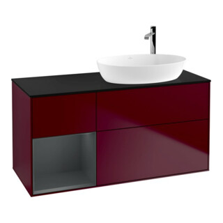 V&B Meuble sous lavabo Finion 120 cm, Pl bleu mat, Reg méd mat Lac, Peo mat