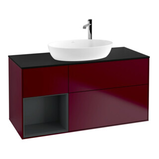 V&B Meuble sous-lavabo Finion 120 cm, Pl bleu mat, Reg méd mat laqué, Peo mat