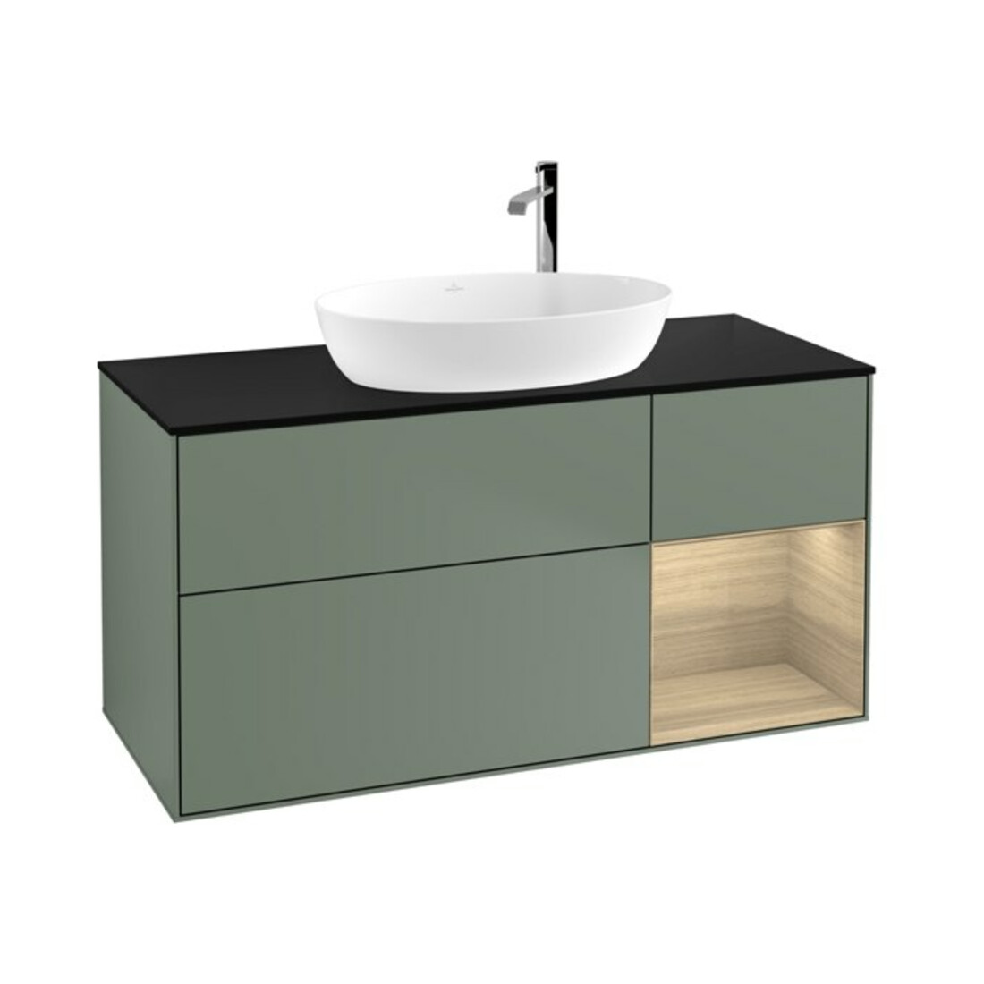 V&B Meuble sous lavabo Finion 120 cm, Pl bleu mat, Reg Oa ven, Oli mat Lac