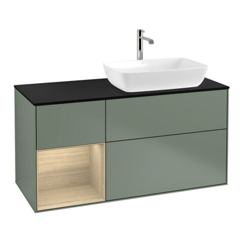 V&B Meuble sous lavabo Finion 120 cm, Pl bleu mat, Reg Oa ven, Oli mat Lac