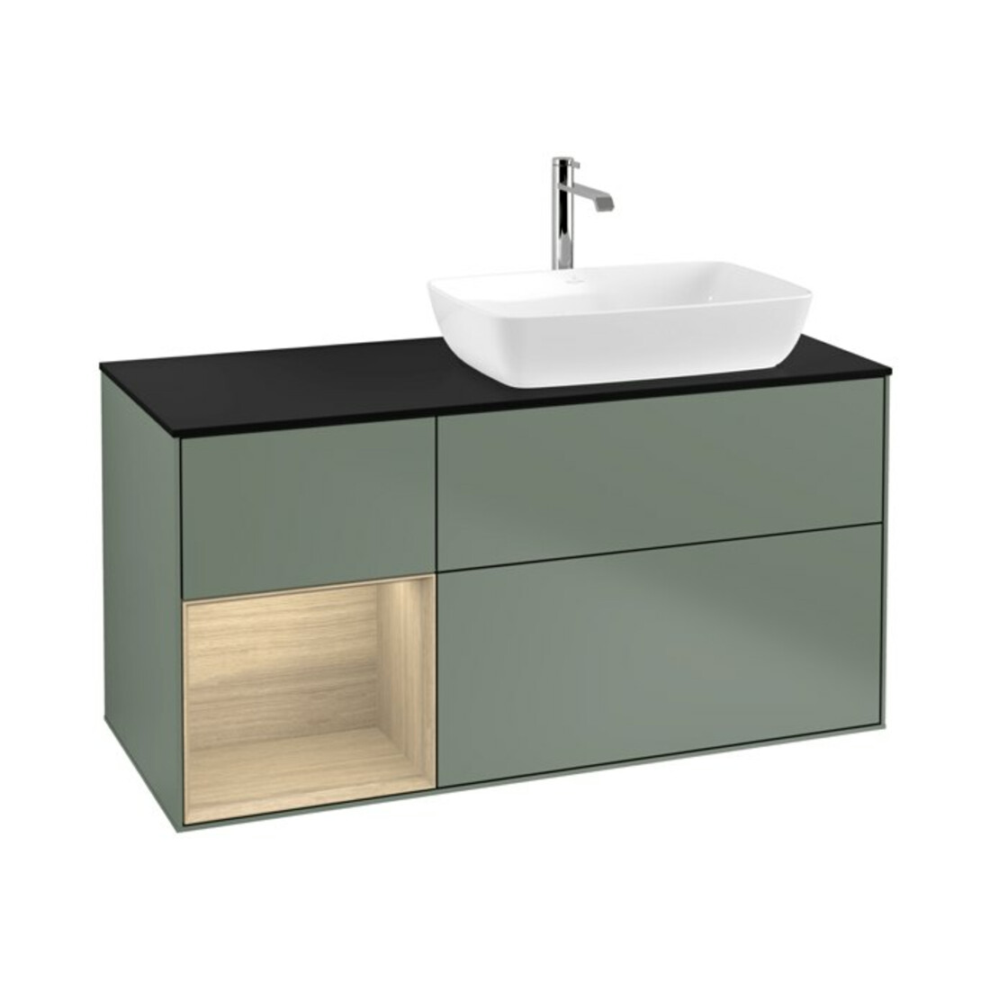 V&B Meuble sous lavabo Finion 120 cm, Pl bleu mat, Reg Oa ven, Oli mat Lac