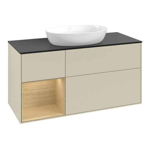 V&B Meuble sous-lavabo Finion 120 cm, Pl bleu mat, Reg Oa ven, si Gr mat Lac