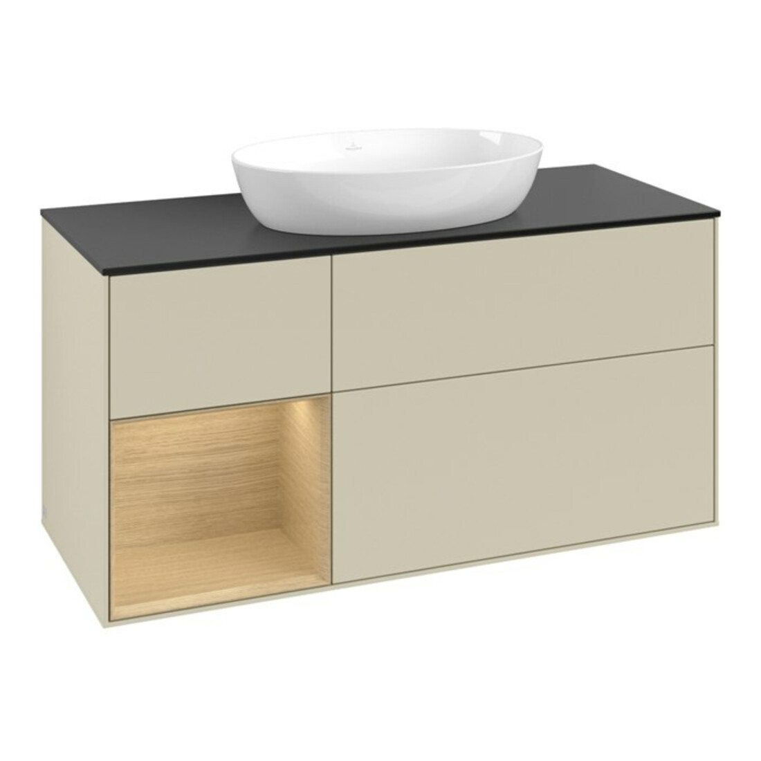 V&B Meuble sous-lavabo Finion 120 cm, Pl bleu mat, Reg Oa ven, si Gr mat Lac