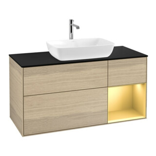 V&B Meuble sous-lavabo Finion 120 cm, Pl bleu mat, Reg or mat Lac, Oa ven