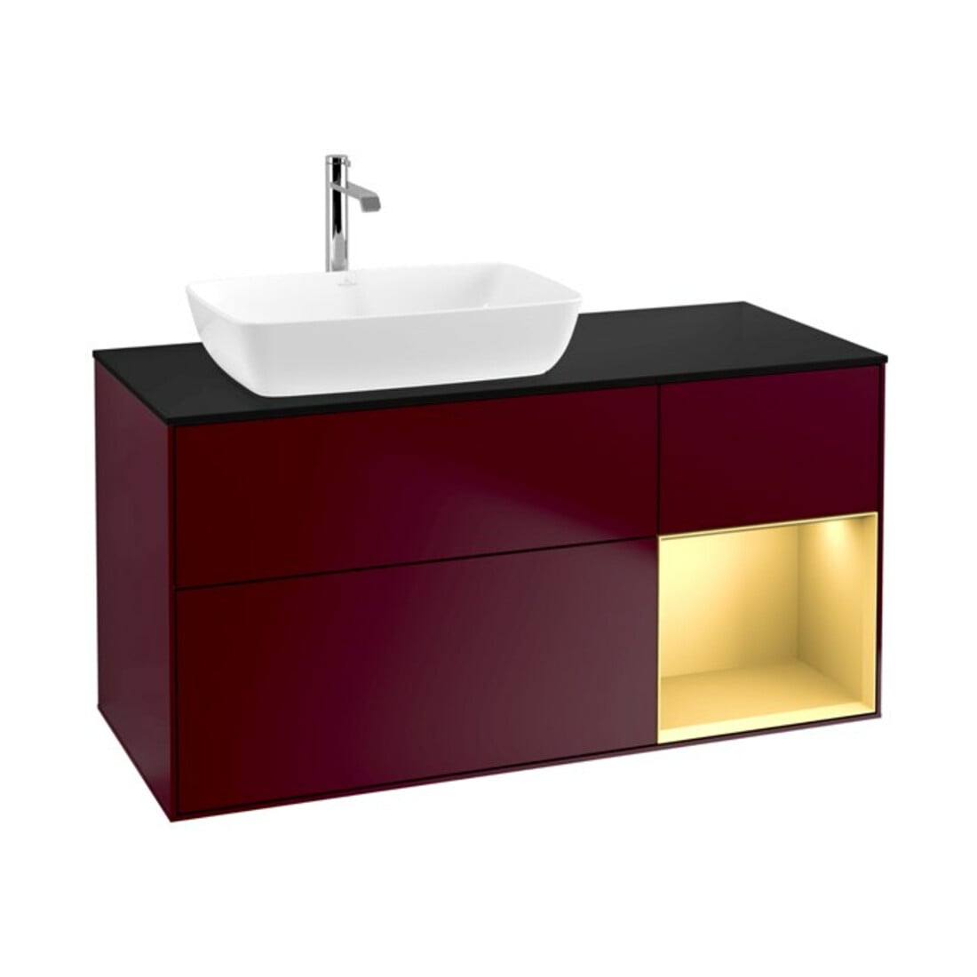 V&B Meuble sous lavabo Finion 120 cm, Pl bleu mat, Reg or mat Lac, Peo mat