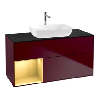 V&B Meuble sous-lavabo Finion 120 cm, Pl bleu mat, Reg or mat Lac, Peo mat