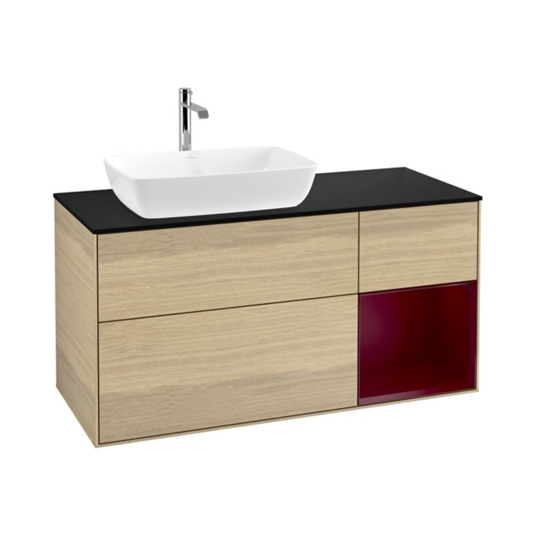 V&B Meuble sous lavabo Finion 120 cm, Pl bleu mat, Reg Peo mat Lac, Oa ven
