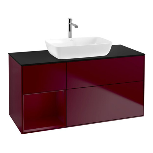 V&B Meuble sous lavabo Finion 120 cm, Pl bleu mat, Reg Peo mat Lac, Peo mat