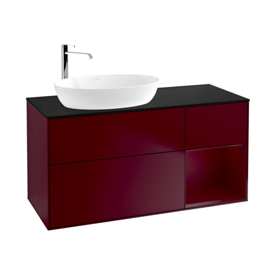 V&B Meuble sous lavabo Finion 120 cm, Pl bleu mat, Reg Peo mat Lac, Peo mat