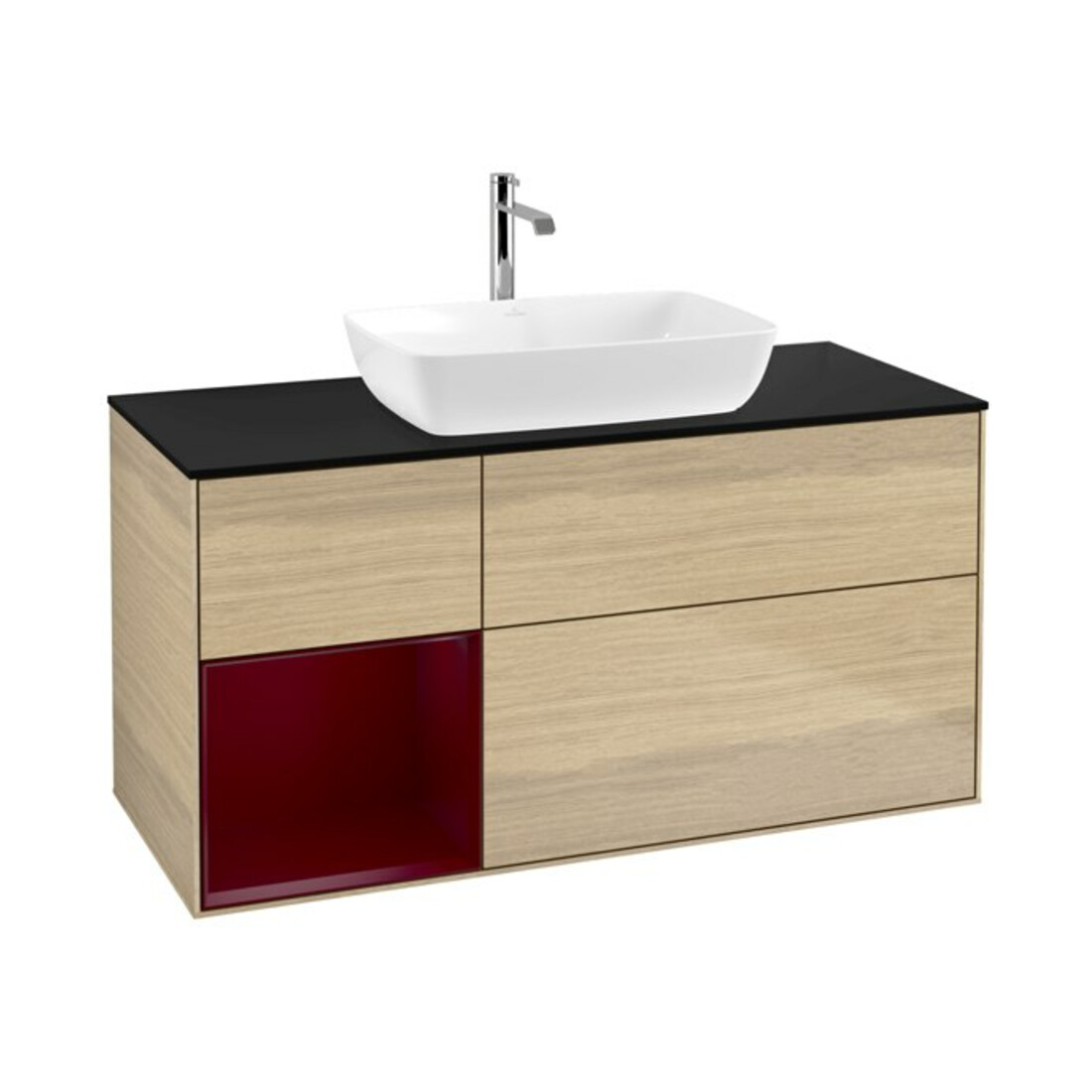 V&B Meuble sous lavabo Finion 120 cm, Pl bleu mat, Reg Peo mat laqué, Oa ven