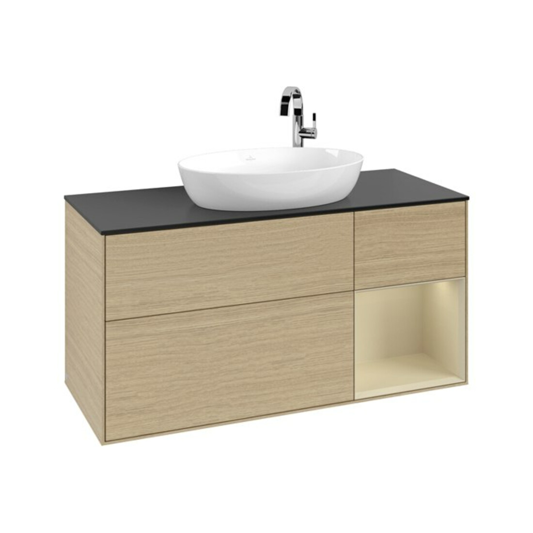 V&B Meuble sous lavabo Finion 120 cm, Pl bleu mat, Reg si Gr mat Lac, Oa ven