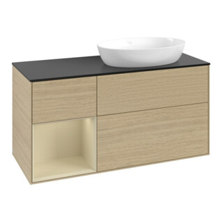 V&B Meuble sous lavabo Finion 120 cm, Pl bleu mat, Reg si Gris mat Lac, Oa ven