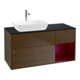 V&B Meuble sous-lavabo Finion 120 cm, Pl bleu mat, Réglette LED mat laqué, noyer veiné-1