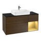 V&B Meuble sous lavabo Finion 120 cm, Pl bleu mat, Réglette LED réglable, Noyer veneer-1