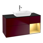 V&B Meuble sous lavabo Finion 120 cm, Pl bleu mat, Réglette or mat Lac, Poignée mat-1