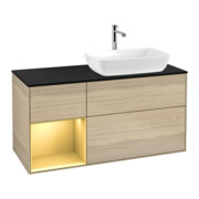 V&B Meuble sous-lavabo Finion 120 cm, Pl bleu mat, Regor doré mat Lac, Oa ven
