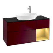 V&B Meuble sous lavabo Finion 120 cm, Pl bleu mat, Regor doré mat Lac, Poignée mat