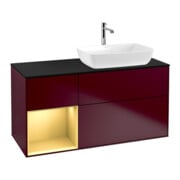 V&B Meuble sous lavabo Finion 120 cm, Pl bleu mat, Regor doré mat Lac, Poignée mat