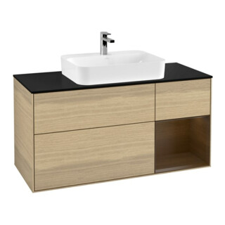 V&B Meuble sous lavabo Finion 120 cm, Pl bleu mat, tiroir droit, Oa ven