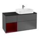 V&B Meuble sous lavabo Finion 120 cm, Pl bleu mat, tiroir gauche Peo, anthracite mat-1