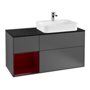 V&B Meuble sous lavabo Finion 120 cm, Pl bleu mat, tiroir gauche Peo, anthracite mat