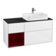 V&B Meuble sous lavabo Finion 120 cm, Pl bleu mat, tiroir gauche Peo, blanc brillant Lac-1