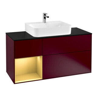 V&B Meuble sous lavabo Finion 120 cm, Pl bleu mat, Tiroir gauche, Poignée mat