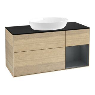V&B Meuble sous lavabo Finion 120 cm, Pl bleu, Reg md avec laque, Oa ven