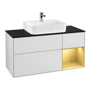 V&B Meuble sous-lavabo Finion 120 cm, Pl bleu, réglette droite, blanc avec Lac