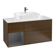 V&B Meuble sous lavabo Finion 120 cm, Pl w m, côté gauche anthracite m, veinage bois