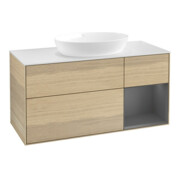 V&B Meuble sous-lavabo Finion 120 cm, Pl w m, Éclairage mural, Anthracite m Lac, Oa ven