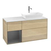 V&B Meuble sous-lavabo Finion 120 cm, Pl w m, Éclairage mural, Anthracite m Lac, Oa ven