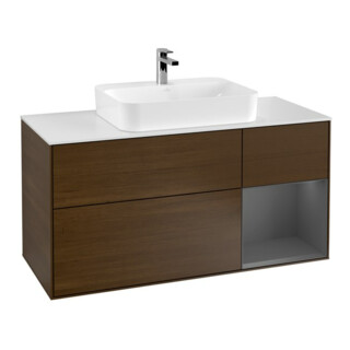 V&B Meuble sous-lavabo Finion 120 cm, Pl w m, Éclairage mural, Anthracite m, wal ven