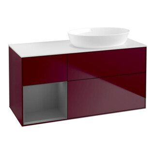 V&B Meuble sous lavabo Finion 120 cm, Pl w m, étagère anthracite mat laqué, Peo m