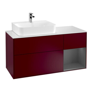 V&B Meuble sous-lavabo Finion 120 cm, Pl w m, Étagère gauche Anthrac. m, Peo m