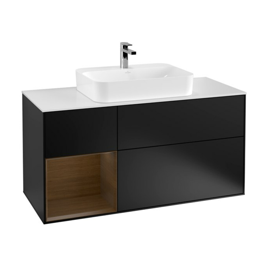 V&B Meuble sous lavabo Finion 120 cm, Pl w m, Étagère gauche, bleu m Lac