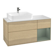 V&B Meuble sous lavabo Finion 120 cm, Pl w m, Étagère gauche, Huilé avec laque, Oa ven