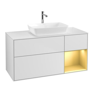 V&B Meuble sous-lavabo Finion 120 cm, Pl w m, Reg gol m Lac, blanc m Lac