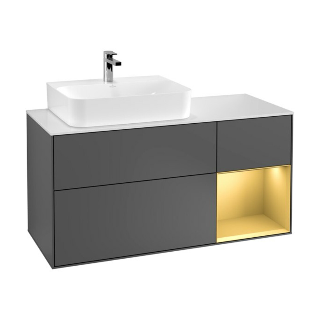 V&B Meuble sous lavabo Finion 120 cm, Pl w m, Rég li gol m, Anthrac. m