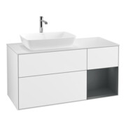 V&B Meuble sous-lavabo Finion 120 cm, Pl w m, Reg md m Lac, blanc brillant Lac