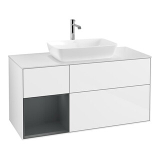 V&B Meuble sous-lavabo Finion 120 cm, Pl w m, Reg md m Lac, blanc brillant Lac