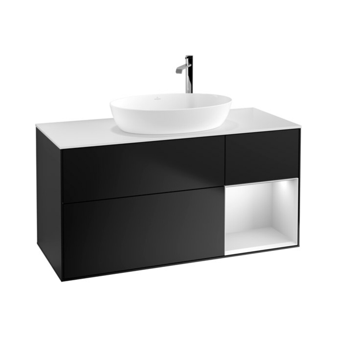 V&B Meuble sous lavabo Finion 120 cm, Pl w m, Rég wh. m Lac, bla m Lac