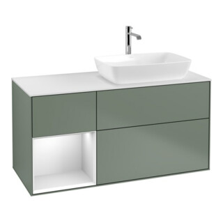 V&B Meuble sous lavabo Finion 120 cm, Pl w m, Rég wh. m Lac, Oli. m Lac