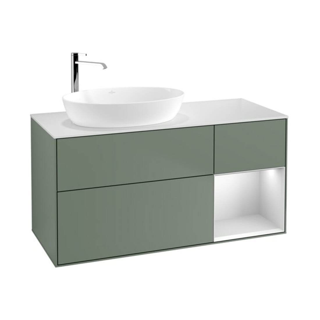 V&B Meuble sous lavabo Finion 120 cm, Pl w m, Reg wh. m Lac, Oli. m Lac