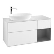 V&B Meuble sous lavabo Finion 120 cm, Pl w m, Rg A m Lac, blanc brillant Lac